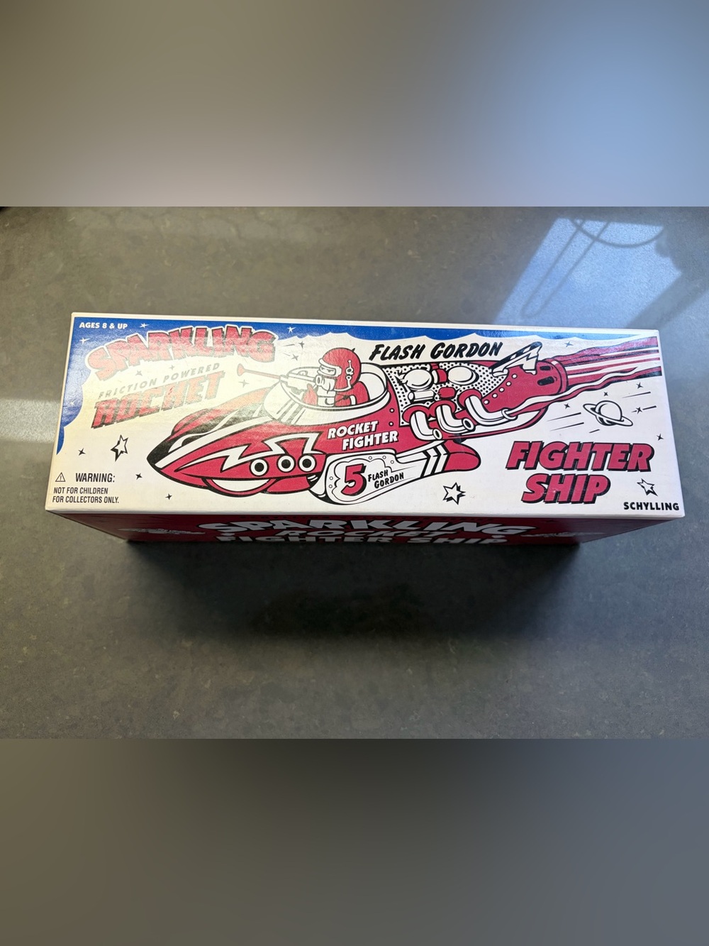 Flash Gordon Sparkling tin friction powered rocket fighter ship replica 2004